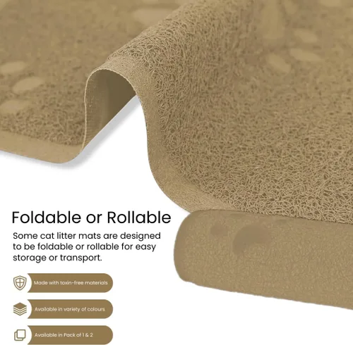 Vista 5 de Andalus Tapete Pequeño para Arena de Gatos, Paquete de 2 - Impermeable, Antideslizante y Fácil de Limpiar, Tapete para Caja de Arena de Gatos