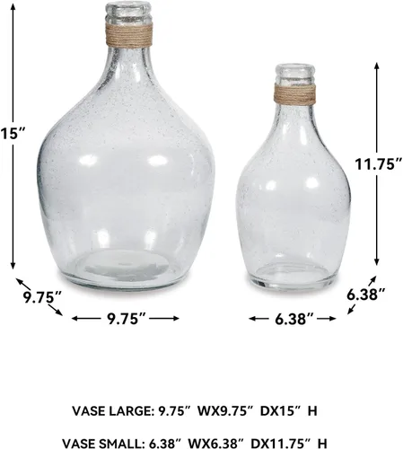 Vista 6 de Signature Design by Ashley Marcin Modern Glass 2 Peiece - Juego de jarrones con cuello de botella, transparente