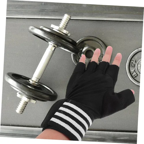 Vista 5 de TOYANDONA Guantes de gimnasio antideslizantes de medio dedo para levantamiento de pesas y fitness al aire libre, guantes de ejercicio transpirables