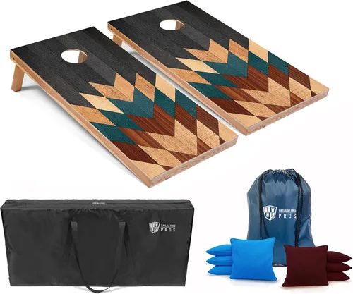 Vista 7 de Tailgating Pros Tablas de Cornhole livianas – Juego de cornhole de 4 x 2 pies con diseño moderno de madera con funda de transporte y juego de 8