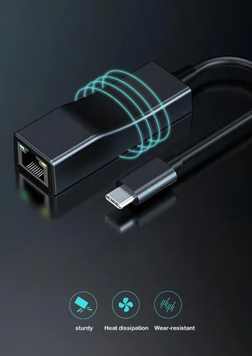 Vista 2 de Adaptador USB-C a Ethernet: 10/100 Mbps, Plug and Play para MacBook Pro/Air, Dell XPS, HP Spectre, Acer Chromebook