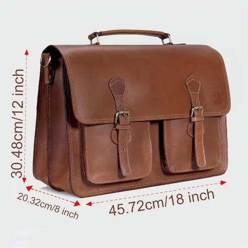 Vista 4 de Leather Messenger Bag For Men, Vintage Handmade Laptop Briefcase and Shoulder Bag for Men