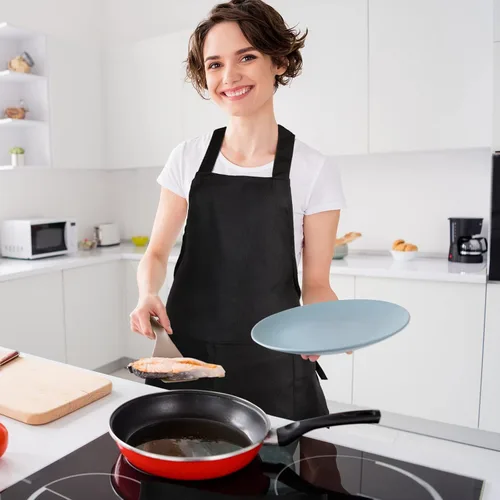 Vista 5 de JaGely 36 delantales lisos con 2 bolsillos, unisex, para mujeres y hombres, delantal lavable para cocina, cocina, pintura, manualidades, barbacoa