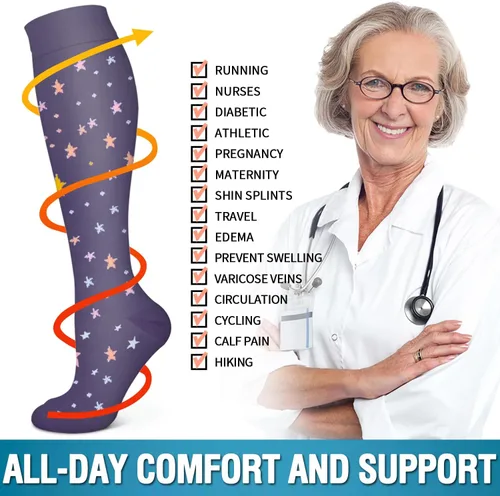 Vista 49 de 6 Pack Copper Compression Socks for Women and Men Circulation-Best Support for Medical, Running,Nursing,Athletic