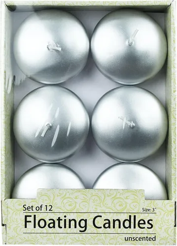 Vista 2 de Zest Candle Velas flotantes plateadas metálicas de 3 pulgadas