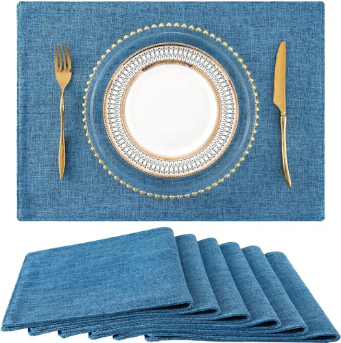 Vista 25 de homing - Juego de 4 manteles individuales de algodón y lino, manteles de tela lavables para mesa de comedor de estilo rústico para interiores y Negro