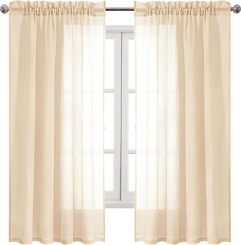Vista 96 de DWCN Cortinas Transparentes Aqua de Voile Semitransparente con Bolsillo para Barra para Dormitorio y Sala de Estar, 36 x 36 pulgadas de Largo, Juego