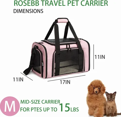 Vista 3 de Transportador de gatos para perros y mascotas, bolsas para gatos pequeños y medianos, perros y cachorros de 15 libras, de lado suave, aprobado por