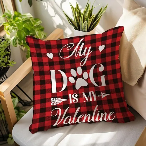 Vista 15 de Fundas de almohada de San Valentín con diseño de cuadros de búfalo de 16 x 16 pulgadas, fundas de almohada para el día de San Valentín, fundas
