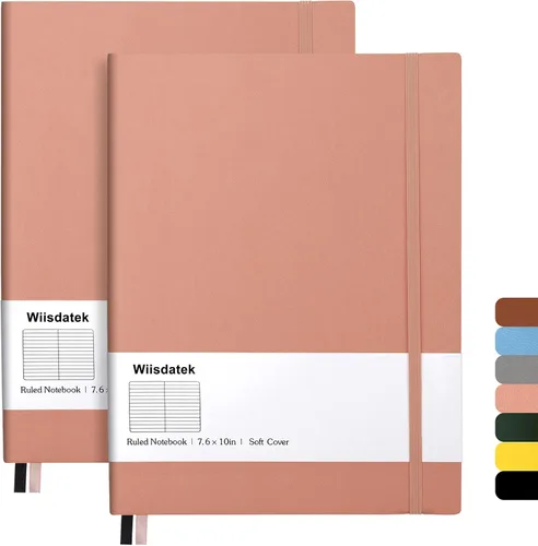 Vista 10 de Cuadernos B5 con rayas universitarias, paquete de 2 cuadernos grandes B5 con 376 páginas numeradas, papel rayado grueso de 3.53 oz/m², cubierta