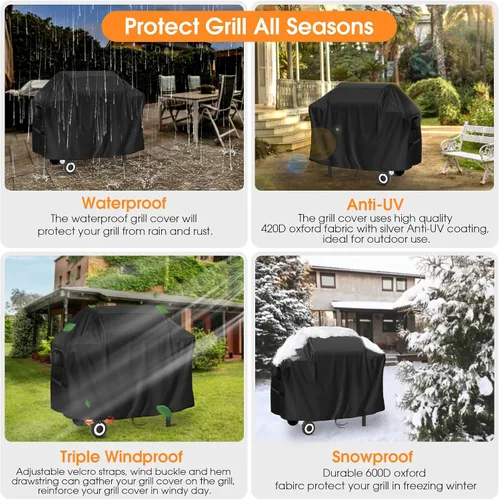 Vista 6 de Cubierta para parrilla para Captiva Designs GR20 parrilla de gas de superficie plana de 3 quemadores, cubierta de parrilla impermeable resistente