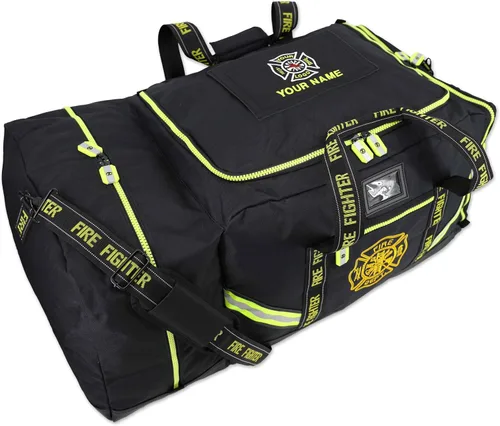 Vista 2 de Lightning X - Bolsa personalizable para equipo de bomberos con nombre bordado, 3XL, color negro