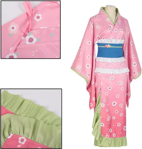Vista 3 de UZAIN Nuevo Demon Kamado Tanjirou Cosplay Disfraz Anime Mitsuri Cosplay Kimono Traje Conjunto Completo Halloween Para Adultos