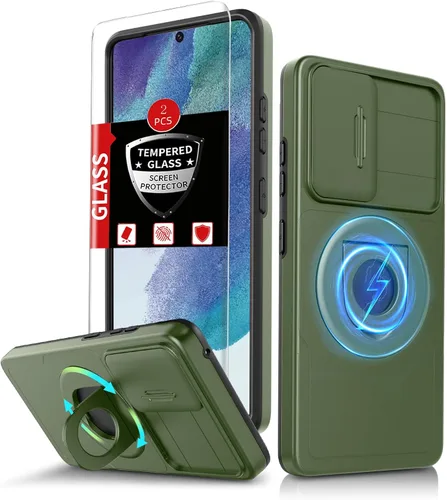 Vista 61 de Funda para Samsung Galaxy S21 FE con 2 protectores de pantalla de vidrio templado, funda con función atril para Samsung Galaxy S21FE con cubierta
