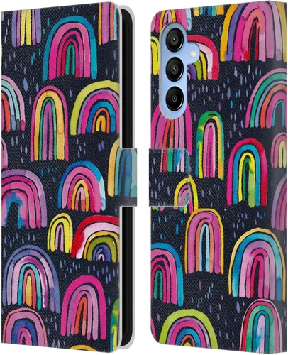 Vista 288 de Head Case Designs Officially Licensed Ninola Brushstrokes Black Summer Patterns Leather Wallet Case Compatible with Samsung Galaxy A07 4G