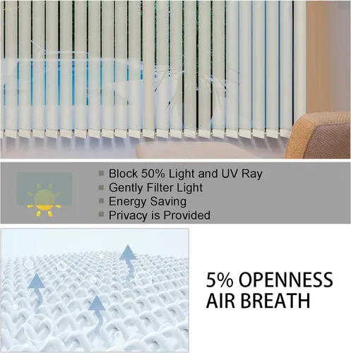 Vista 7 de LETAU Persianas verticales transparentes sin cordón, ajuste de luz, reducen el deslumbramiento solar, protección UV, persianas de ventana para Beige