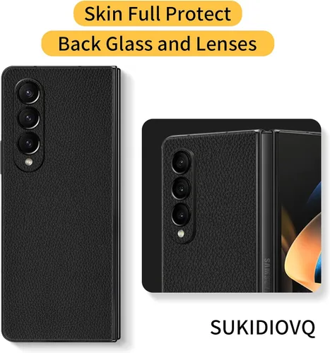 Vista 3 de Para Samsung Galaxy Z Fold 5 Etiqueta engomada del teléfono Skin Wrap Tira de cuero 3M Ultra Delgado Ultraligero Etiqueta Protector de Vidrio