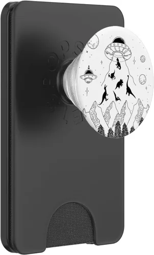 Vista 8 de Divertido OVNI Abducción Alienígena Dinosaurios Humor Divertido Dinosaurio PopSockets Intercambiables PopGrip