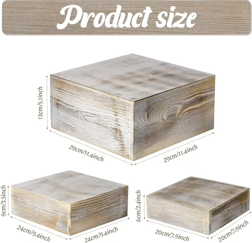 Vista 2 de 3 piezas de elevadores de madera para soporte cuadrado de pastel