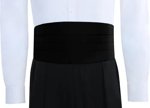 Vista 2 de Cummerbund de satén ajustable para hombre, color negro, Negro
