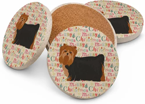 Vista 109 de Abyssinian Sand Terrier Merry Christmas - Posavasos grandes de piedra arenisca (4 unidades)