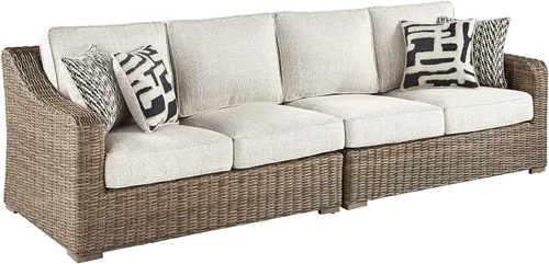 Vista 25 de Signature Design by Ashley Beachcroft - Sofá resistente a la intemperie con tela casual para interiores/exteriores con cojín y 2 cojines Negro