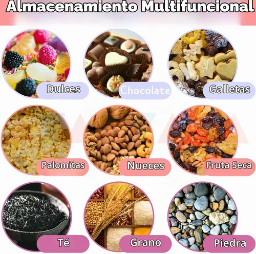 Vista 6 de Atarvana Juego de 4 tarros de plástico para caramelos de 72 onzas, recipientes hexagonales para dulces con tapas herméticas para bufé de dulces