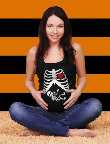 Vista 4 de Disfraces de maternidad para Halloween disfraz de esqueleto de bebé para mamá