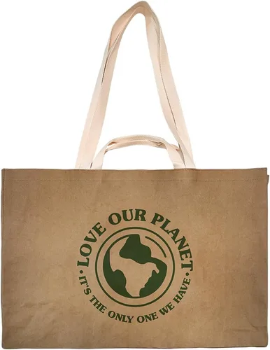 Vista 12 de Reusable Grocery Bag – Large Sustainable Washable Paper Tote with Reinforced Seams. Foldable and Durable.