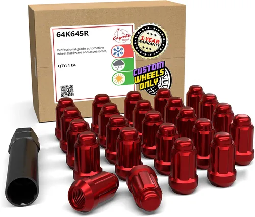 Vista 25 de Piezas de accesorios de rueda, 20 piezas de 1/2 "-20 roscas estriadas de 3.35 pulgadas de largo, tuercas hexagonales negras para Ford Mustang Jeep