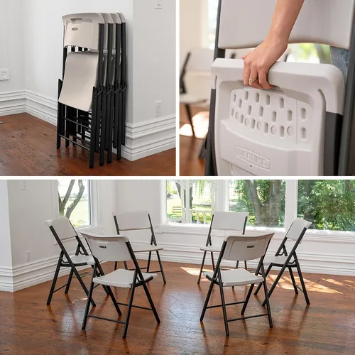 Vista 8 de LIFETIME Silla plegable con marco A, paquete de 4, almendra