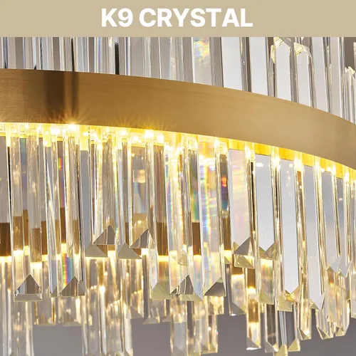 Vista 3 de Lámpara de araña de cristal LED redonda redonda de 24 pulgadas con control remoto