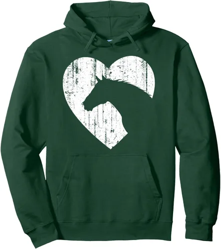 Vista 11 de Sudadera con capucha con estampado gráfico ecuestre y silueta de corazón de caballo para vaquera, Negro, S