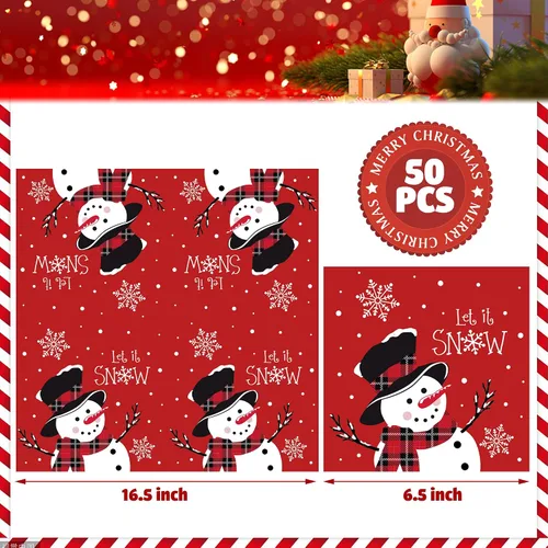 Vista 2 de 50 PIEZAS Servilletas de Papel de Navidad Muñeco de Nieve Deja que Nieve Servilletas Desechables Servilletas de Almuerzo de Fiesta de Invierno