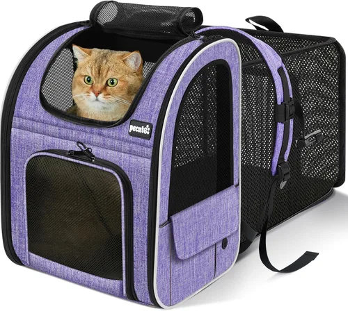 Vista 11 de Pecute - Mochila para mascotas, extensible con malla transpirable para perros pequeños, gatos, mochila para mascotas, para senderismo, viajes