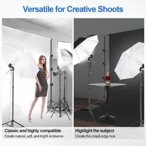 Vista 7 de EMART Kit de iluminación fotográfica con sistema de soporte de fondo de fotos de 8.5 x 10 pies y paraguas de fotografía, bombilla CFL de 5500 K 45