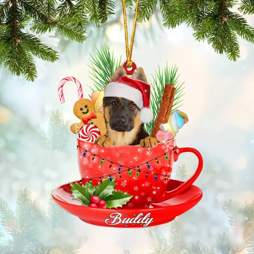 Vista 35 de Alaskan Malamute - Adorno de tetera de perro sentado en una tetera de Navidad, adorno de Navidad con nombre personalizado, adorno de automóvil