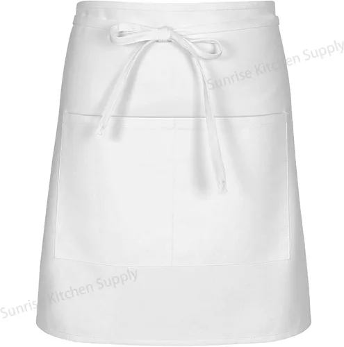 Vista 3 de SUNRISE Kitchen Supply White Half Bistro Delantal, 19" L Por 27" W