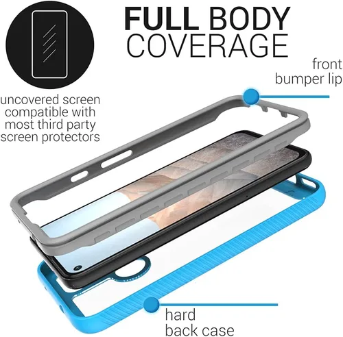 Vista 3 de CoverON Funda de cuerpo completo diseñada para Google Pixel 5a, transparente, resistente, antideslizante, color azul claro