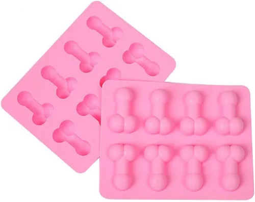 Vista 4 de 2 bandejas – Molde de silicona con forma divertida de brittyland Divertidas bandejas para cubitos de hielo, moldes de bricolaje, Silly Willy