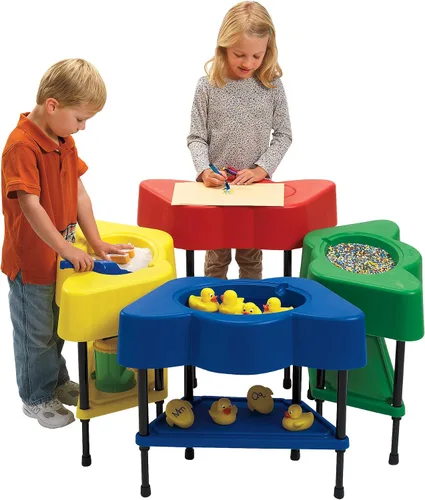 Vista 6 de Children's Factory AFB5100PY - Mesa sensorial para niños pequeños con tapa, altura ajustable, arena y agua, equipo de juego para interiores