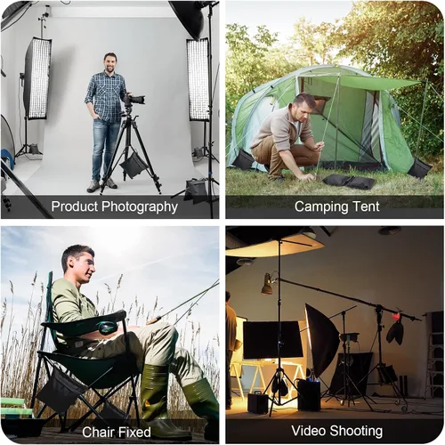 Vista 7 de Paquete de 12 bolsas de peso para fotografía, bolsa de peso llena de estudio fotográfico, bolsa de arena pesada vacía para fotografía, soporte