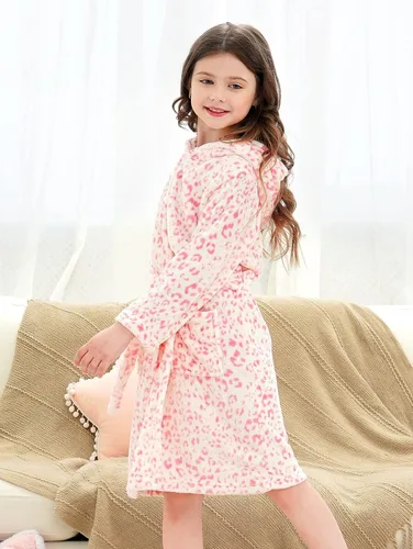 Vista 3 de Doctor Unicorn Suave bata de baño con capucha arcoíris para niñas