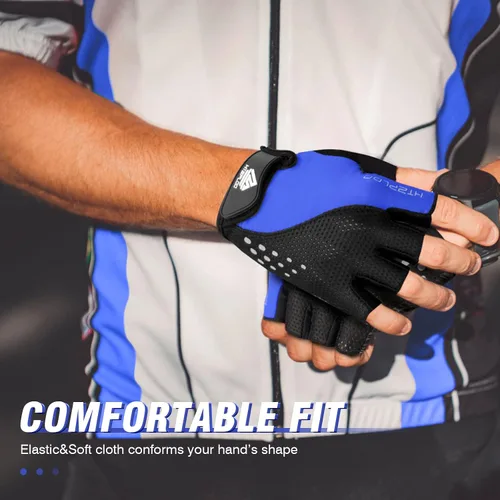 Vista 6 de Guantes de ciclismo para hombres y mujeres con almohadilla antideslizante que absorbe los golpes, peso ligero, ajuste agradable, guantes