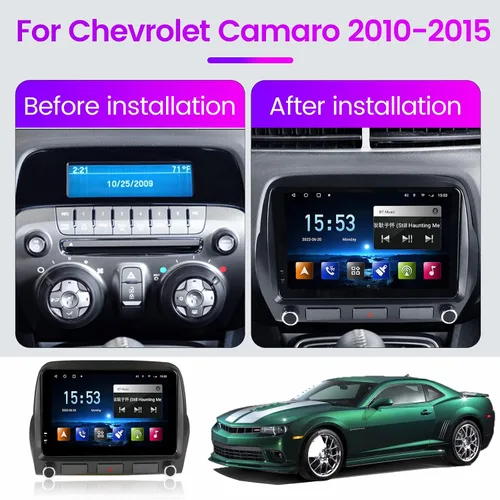 Vista 3 de MekedeTech Android 12 Radio de coche de 10 pulgadas pantalla táctil para Chevrolet Camaro 2010 2011 2012 2013 2014 2015, compatible con CarPlay