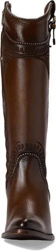 Vista 2 de Cuadra Botas altas de mujer en piel bovina con cremallera marrón