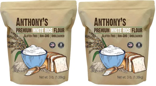 Vista 7 de Harina de arroz blanco premium de Anthony's, 3 lb, sin gluten, sin OGM