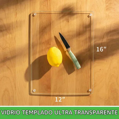 Vista 2 de Tabla de cortar de vidrio templado de 12 x 16 pulgadas, duradera, inastillable, resistente al calor, a prueba de arañazos, apta para lavavajillas