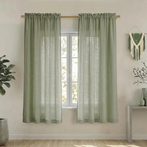 Vista 103 de Mrs.Naturall - Cortinas transparentes con bolsillo para barra de 36x63 pulgadas de lino mezclado negro