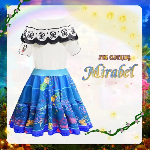 Vista 2 de Esvaiy Encanto Isabella Dress Mirabel Costume for Girls Cosplay Princess Dresses Outfit for Halloween Dress